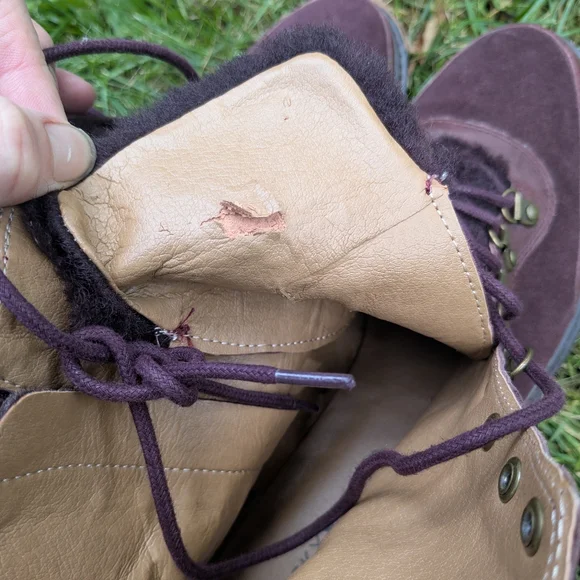 Lucky Brand Ilianna Raisin Leather Womens Ankle Boots Size 9.5 100% Wool - Picture 4 of 8